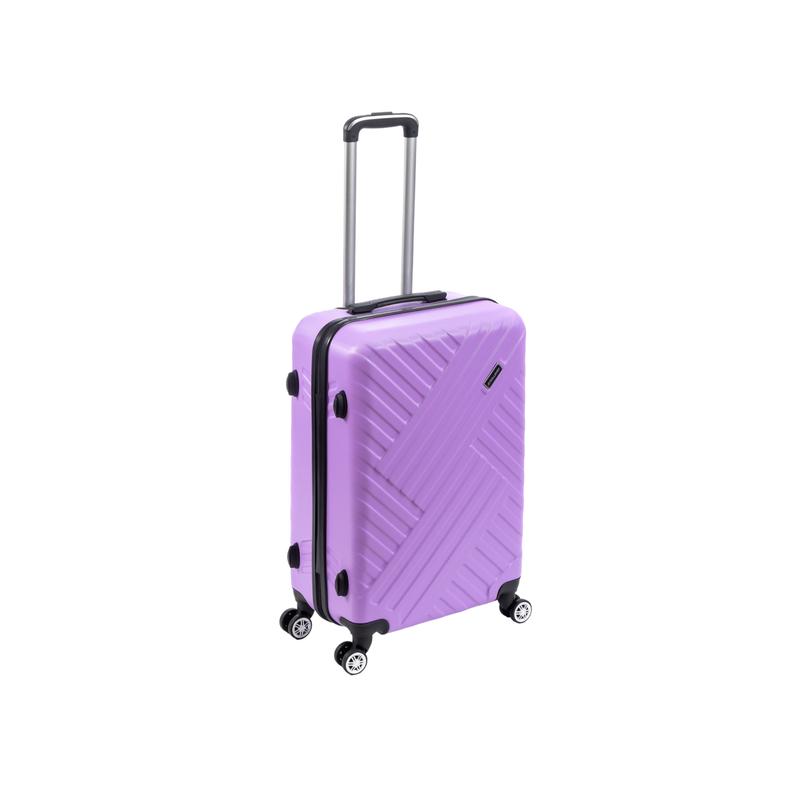 ABS Hard Shell London Zip Suitcase with Combination Lock - Black, Dark Grey, Lilac, Navy Blue - Small, Medium, Large Sizes - Set of 3 2