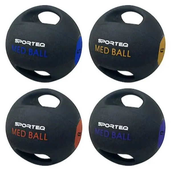 Sporteq Pro Medicine Ball - Strength Training Equipment for Core, Cardio Training - Workout Equipment with Double Handle Weighted Grip 0