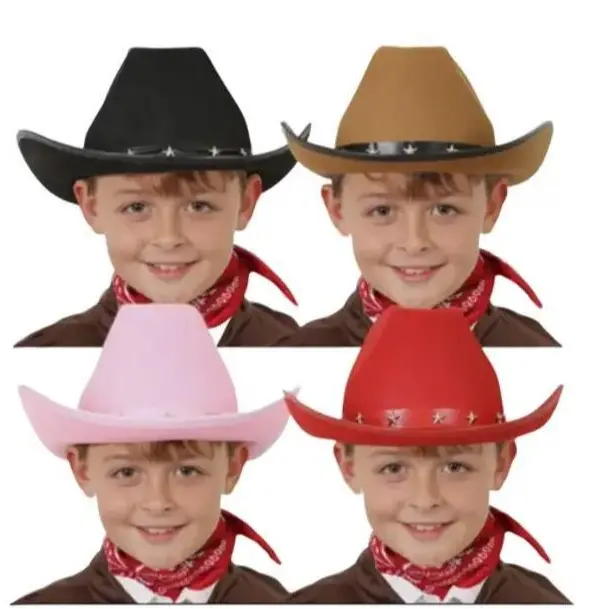 Child Star Studded Cowboy Hats Wild West Kids Western Cowgirl Fancy Dress Lot Childs