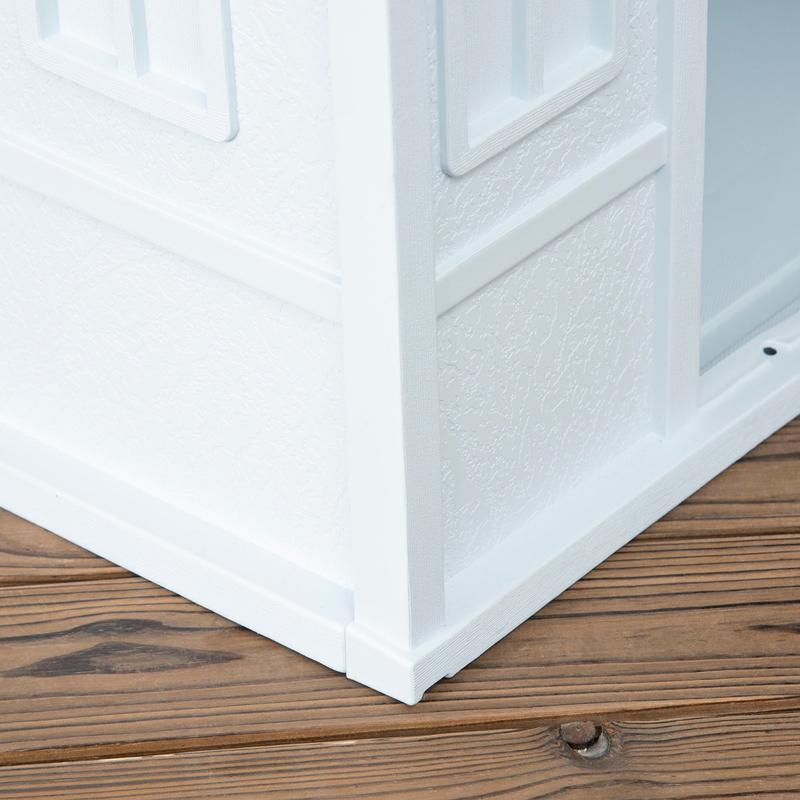 PawHut Plastic Weather-Resistant Dog House, for Indoors and Outdoors, Medium Dogs - White and Blue 8