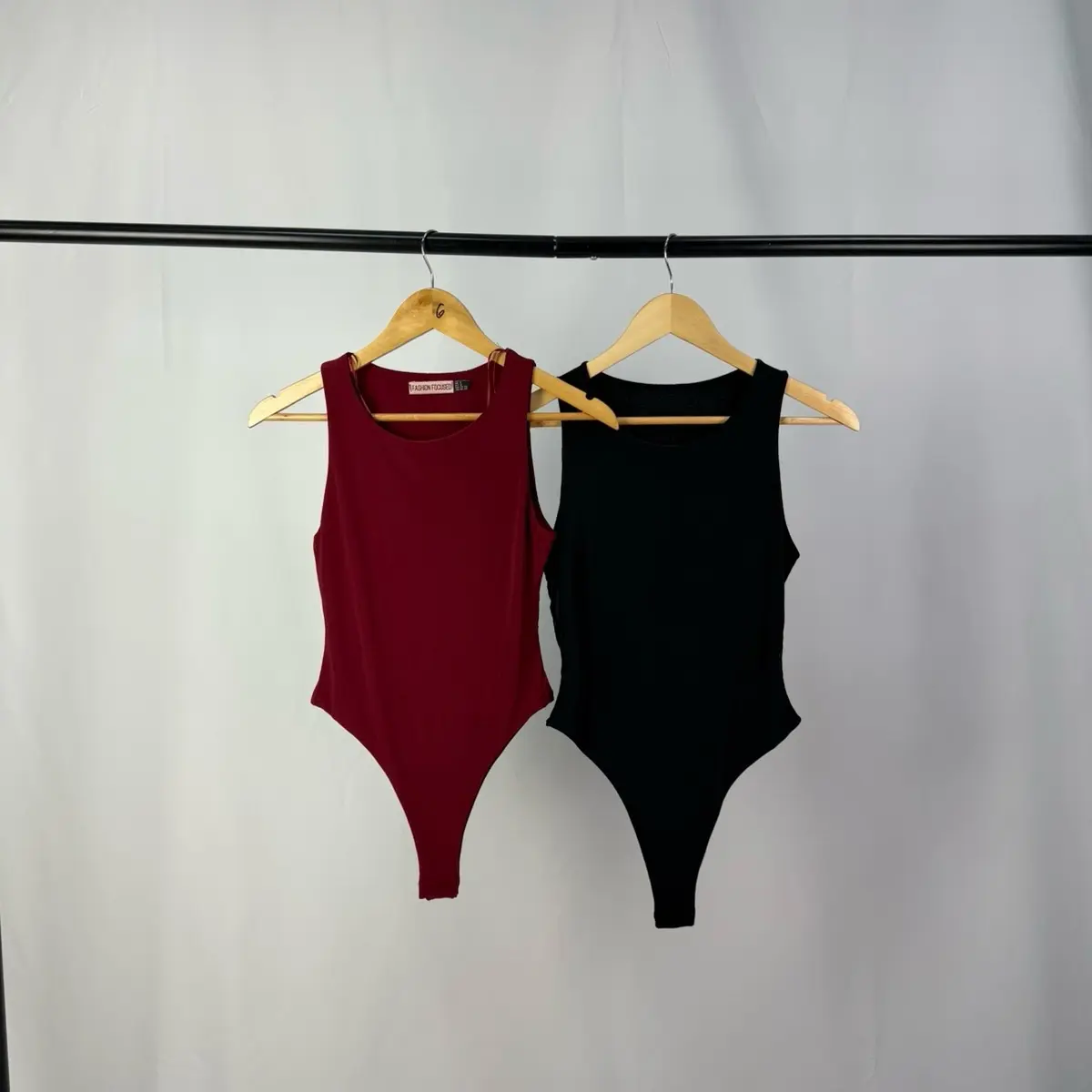 Women's Basic Slinky Racer Bodysuit Double Layer - Minimalist Sleeveless Top - Tops, Comfort, Womenswear