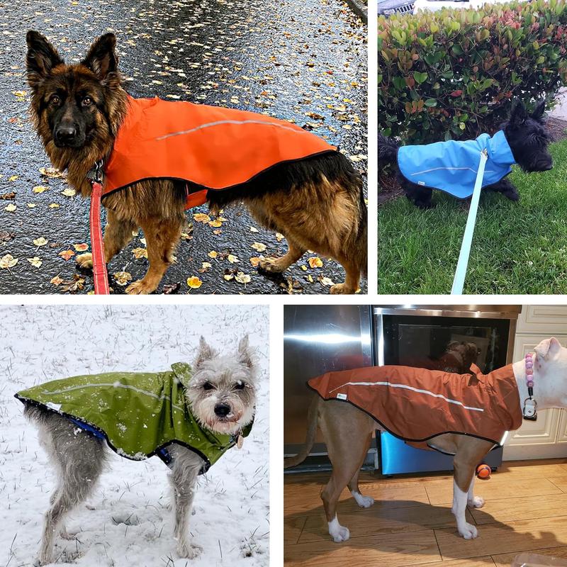 Dog Raincoat | Adjustable Water Proof Pet Clothes | Lightweight Rain Jacket with Reflective Strip | Easy Step in Closure (S,Gray) 3