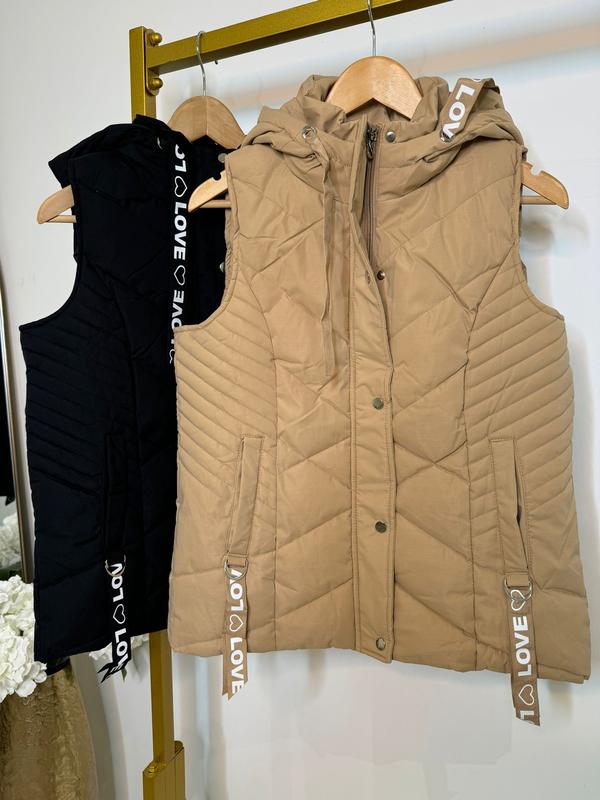 {GLAMDOLL} PIPPA Short Quilted Zip Through Gilet with Hood Womenswear Pockets 1