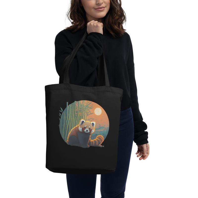 Eco-Friendly Cotton Tote Bag with Adorable Red Panda Design 1