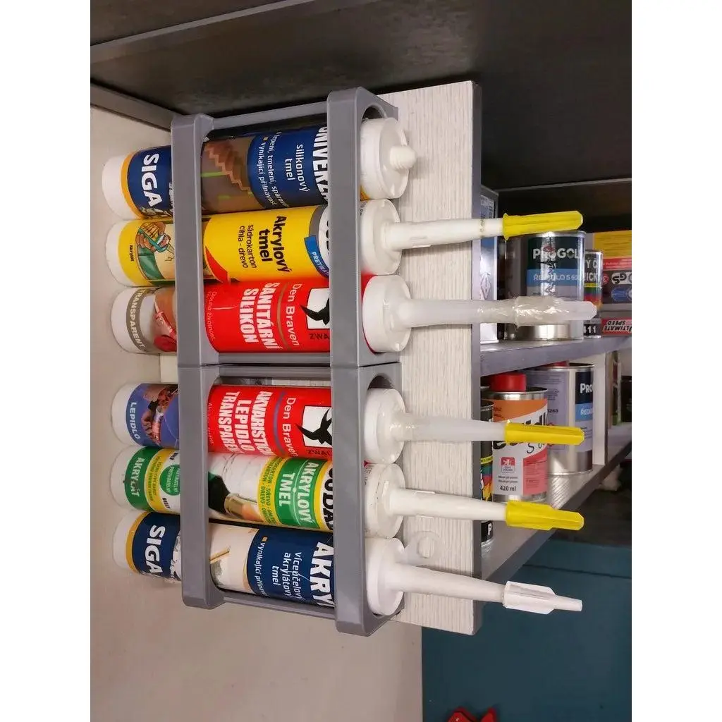 Wall-Mounted Caulk Tube Holder, 3D Printed Sealant Organizer, Heavy-Duty Storage Rack for Workshop, Garage, or DIY Tools Lightweight Basket Installation