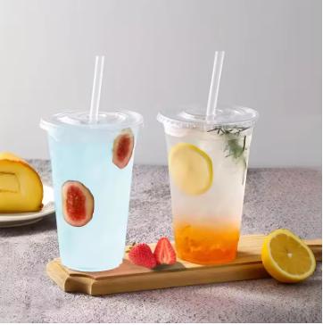 50pcs/Set 12/16OZ Plastic Cups With Lids for Iced Coffee Smoothie Milkshake Cold Drinks - Drinkware Disposable Multicolor 3