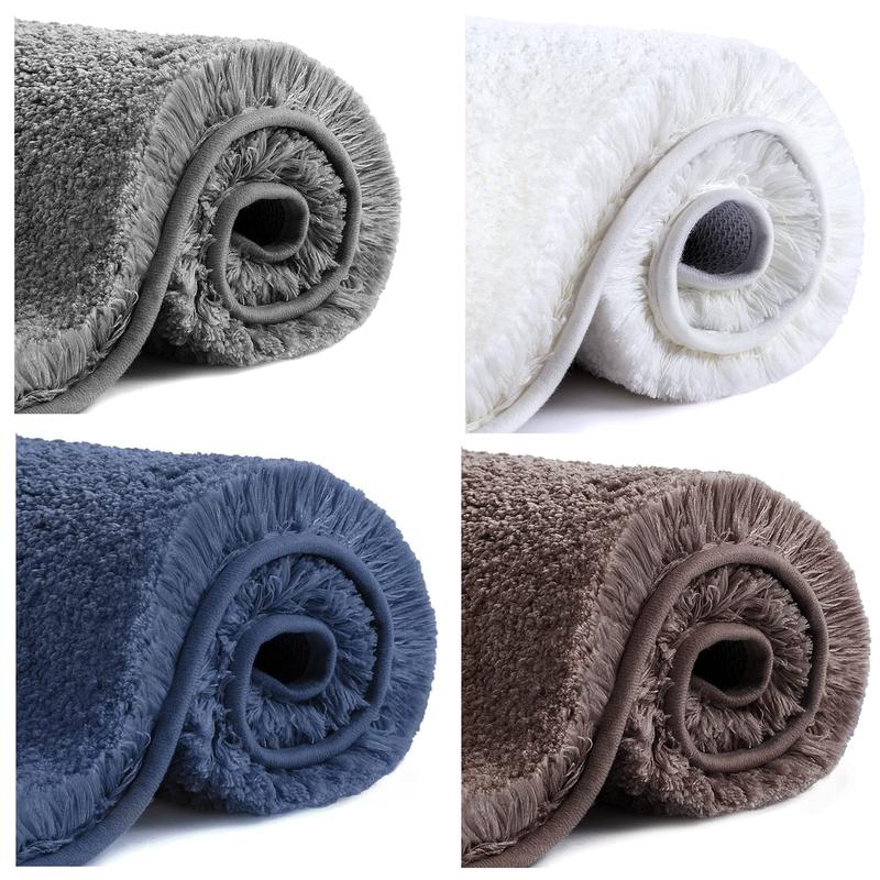 Non Slip Bath Mat Extra Large Shaggy Bathroom Rug Water Absorbent Toilet Mats Fluffy Thick Shower Decor Microfiber 1