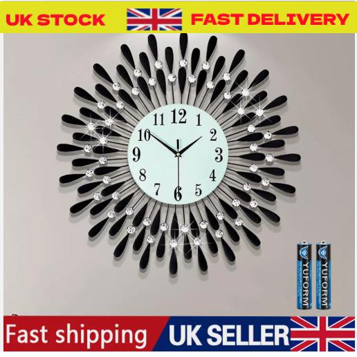 Product Introduction of 60CM Round Diamond Clock Crystal Wall Clock Silent Non-ticking For Living Room 1
