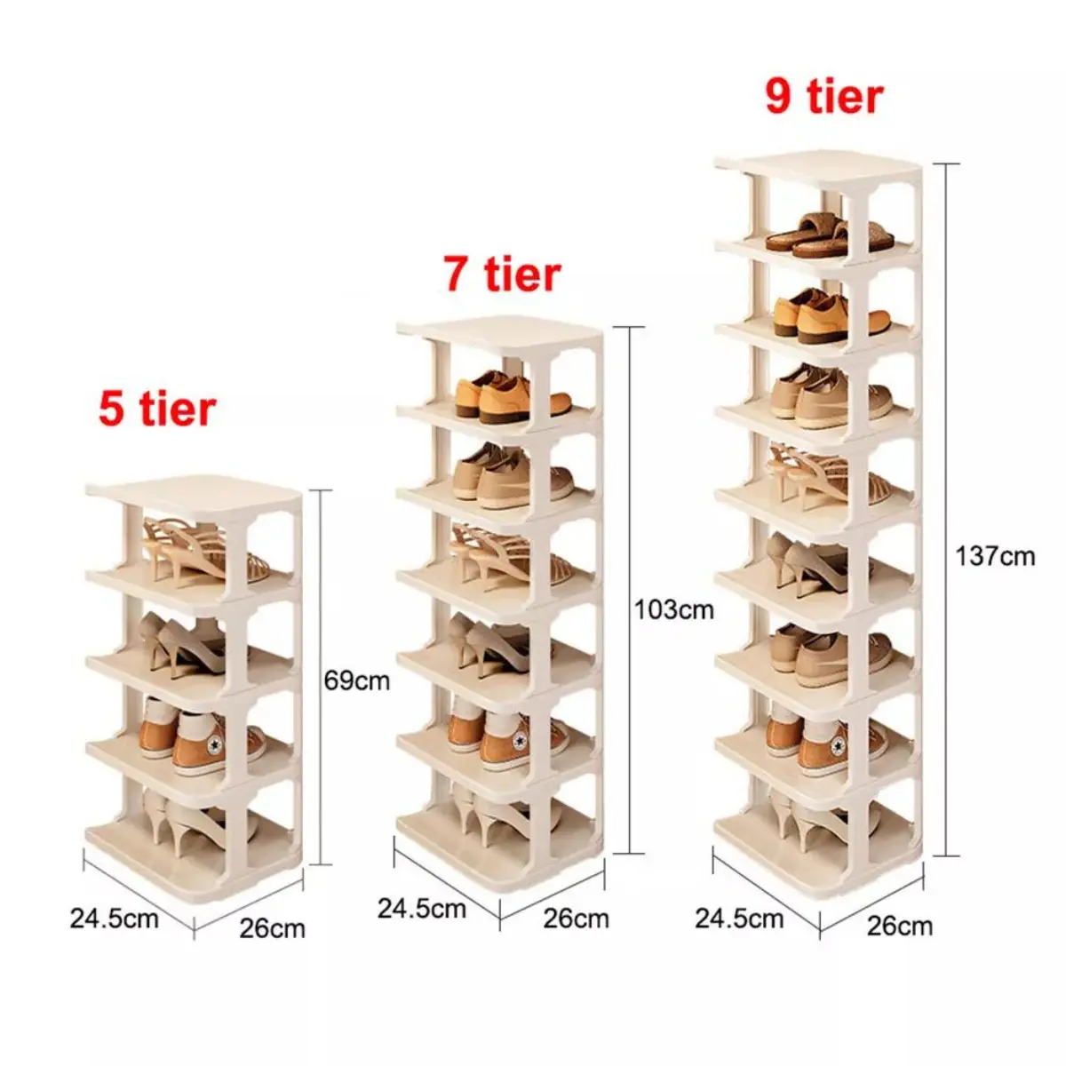 5/7/9 Tier Shoe Storage Rack Standing Cabinet Footwear Organizer Narrow Shelf