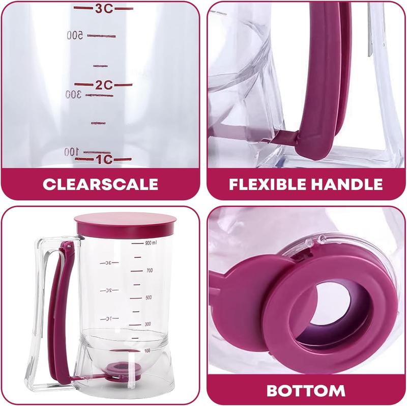 Product Introduction of Kitchen Baking Essential Tool: 900Ml Manual Batter Dispenser for Pancake, Cupcake, Waffle - Purple - Bakeware, Utensils 21
