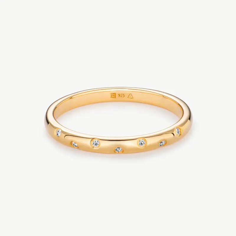 Lab Grown Diamond Sparkle Ring - 7 Brilliant Cut Diamonds D/E/F VVS/VS - Gold Vermeil or Sterling Silver 2