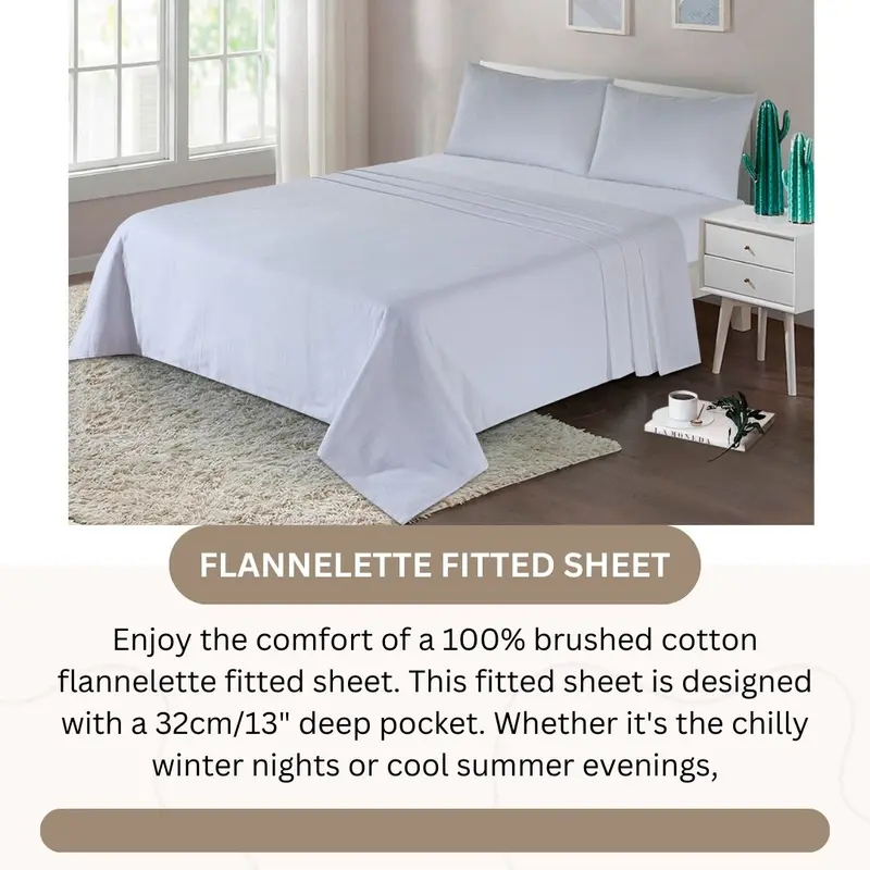 Northern Luxe Flannelette Fitted Sheets Super Soft Brushed Cotton Bed Sheet Thermal Warm Cosy Breathable Hypoallergenic Extra Deep Luxury Bedding Top Sheet Fitted Top Deep Fitted Sheet 8