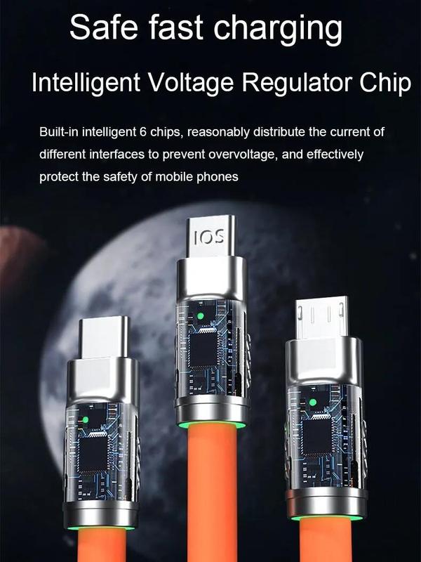3 in 1 Multi USB Charger Charging Cable Cord For USB-C Micro USB Android IPhone Alloy Connector 8