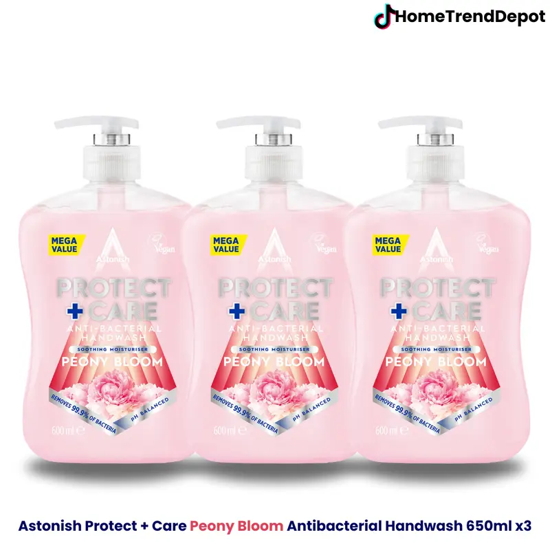 Astonish Protect Plus Care Antibacterial Handwash Peony Bloom Removes Bacteria Balanced pH for Skin Health Gentle on Hands Fragrance Vegan Comfort Raspberry Ripple Scent 6