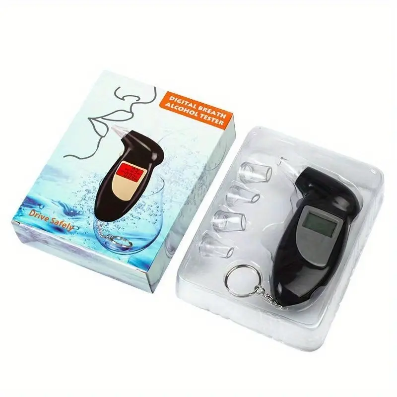 Digital Breath Alcohol Tester, Portable Breathalyzer with LCD Display, Universal Fit, High-Accuracy BAC Detector, Quick Response Alcohol Meter - Plastic, Keychain Included (Batteries Not Included) 2