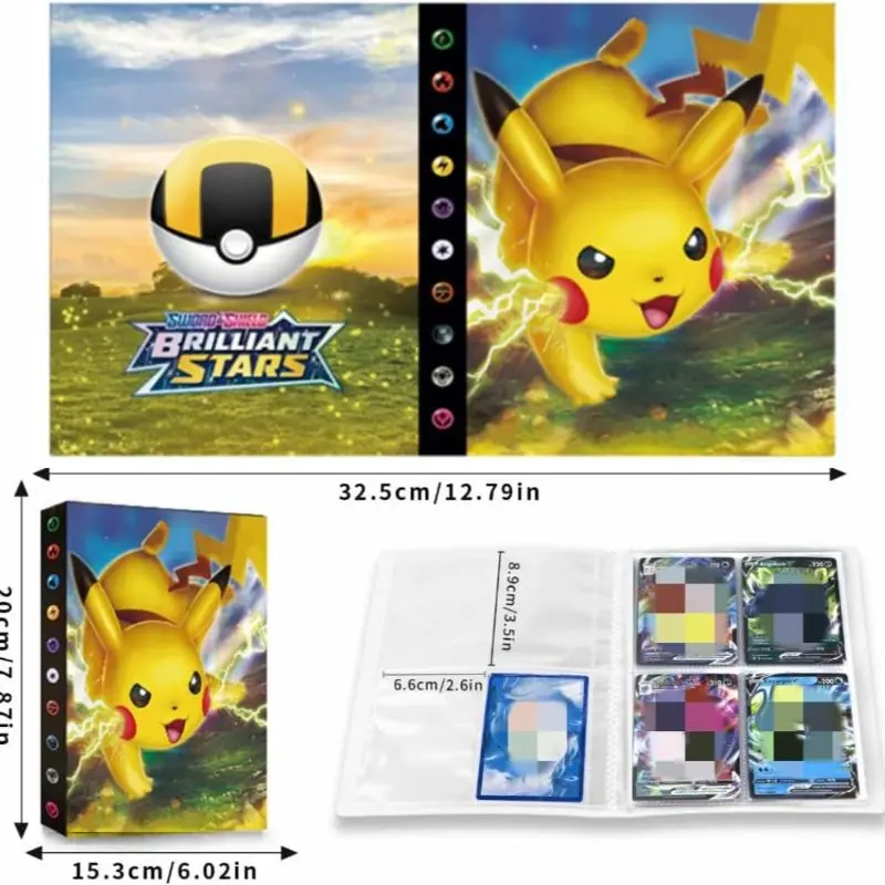 Binder for Pokemon, 4-Pocket Collection Card Holder, Card Album Case Folder, 30 Pages 240 Cards Capacity 3