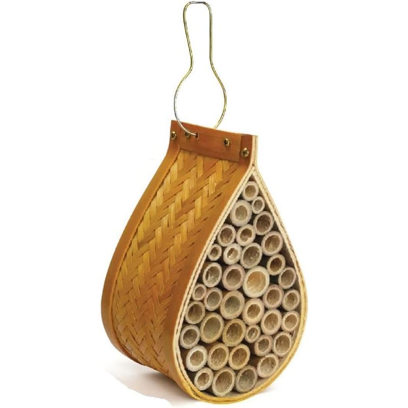 Bamboo Nest House Hanging Bee Bugs Oval Insect Hotel Hanging Teardrop Bee House By MantraRaj 0