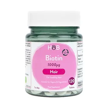 Holland & Barrett Biotin 1000µg | High Strength Vitamin B7 | Hair, Skin & Nails Support | Energy & Metabolism | 120 Vegan Tablets