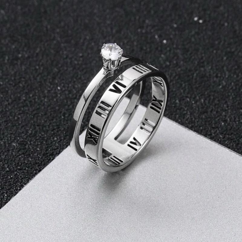 Stainless Steel Unisex Ring with Roman Numerals and Cubic Zirconia for Any Occasion moissanite gold jewellery silver jewellery 5