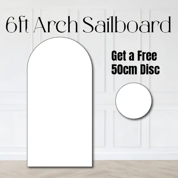 White Arch Sailboard Backdrop With FREE DISC for Birthdays and all occasions