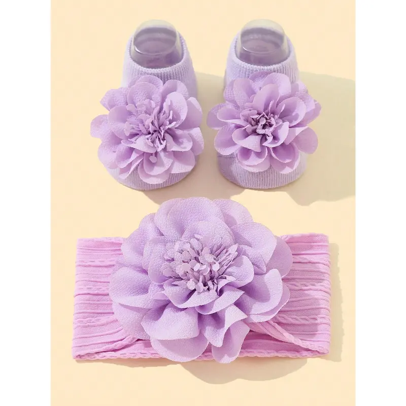 1pc Cute Baby Plush Bear Decorative Headband + 1 Pair Of Socks Love Valentine 0