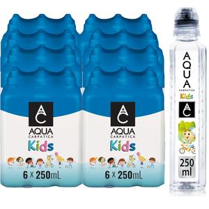 Aqua Carpatica Kids Still Natural Mineral Water 250ml - Pack of 48 (2x24pk) with Spill Proof Sippy Cap Bottle