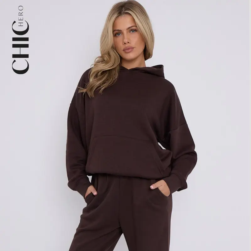 ChicHero Women Oversized Hoodie Sweatshirt Shorts Premium Oversized Fleece High Cotton Casual Comfortable Tracksuit 6
