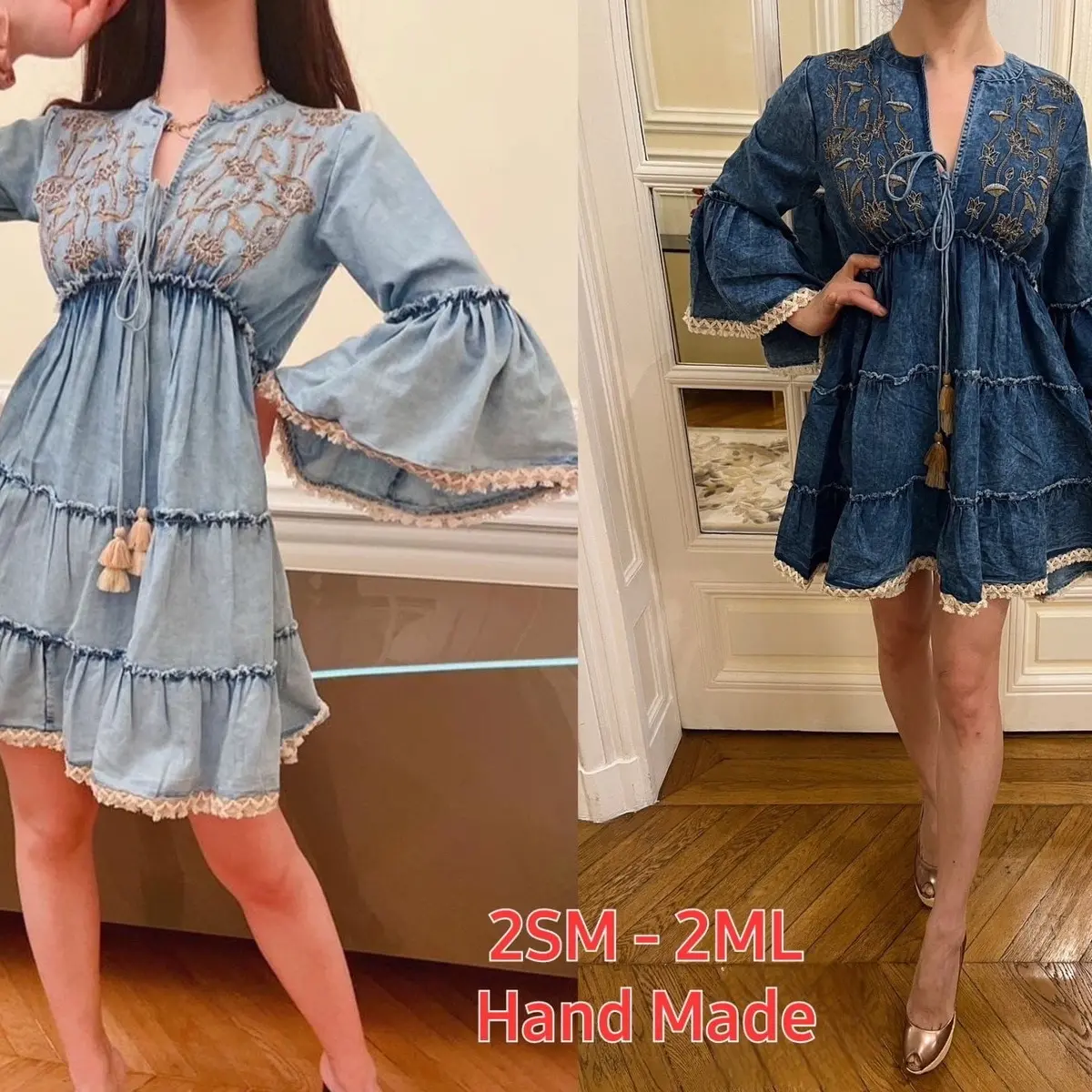 JAQ- Short mini denim look dress