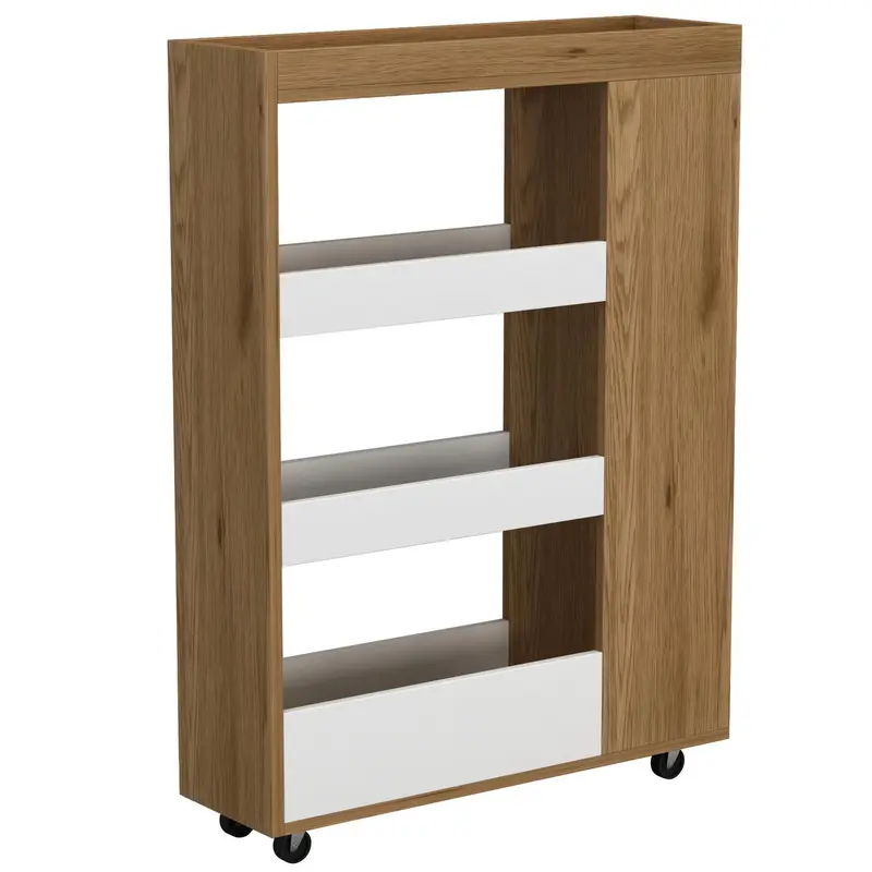 Wooden Slim Kitchen Utility Cart with Storage Shelves 5