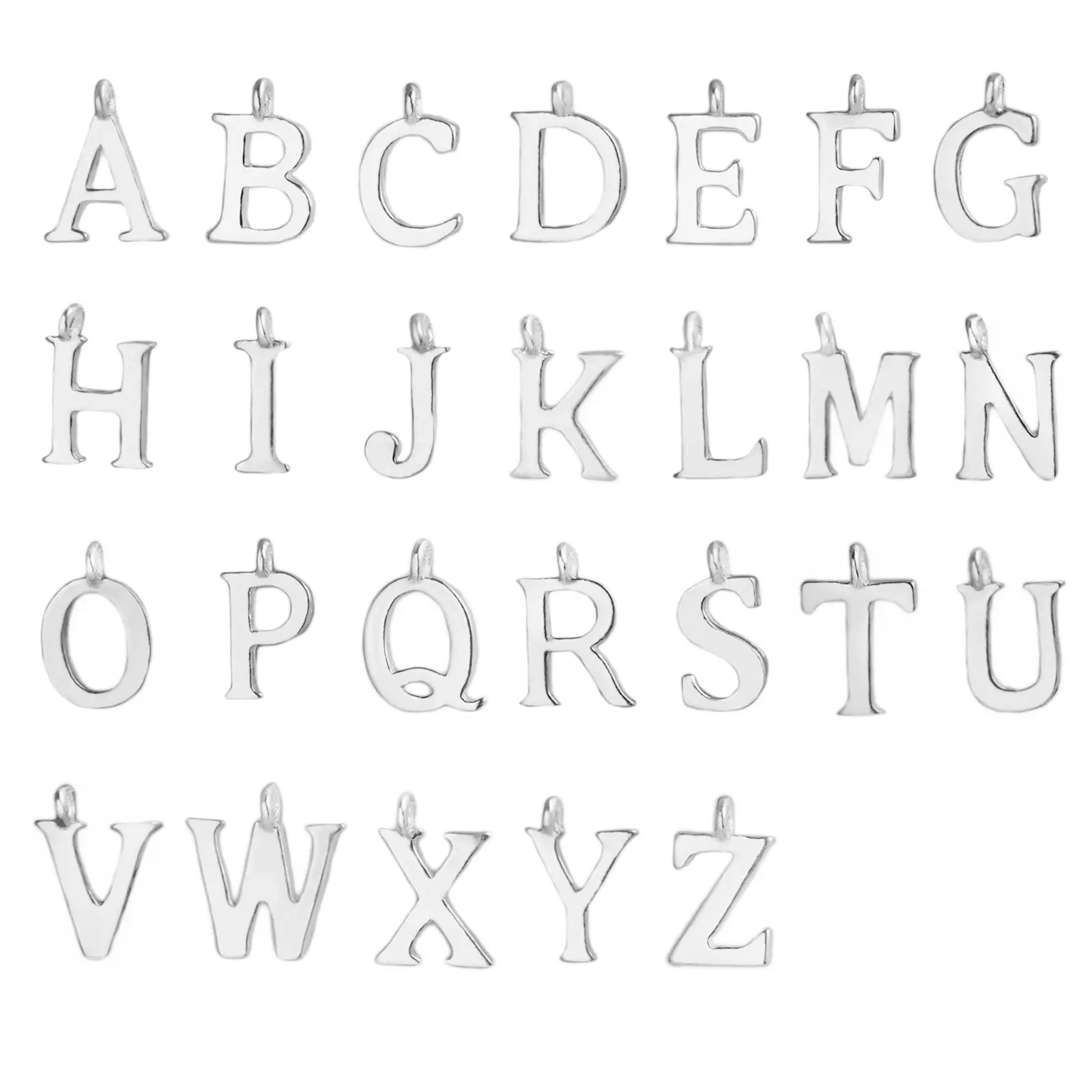 Sterling Silver Initial Pendants - A-Z Alphabet Charms - 10x8mm 15mm Full Length