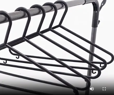 G.S 100 Pack Black Plastic Adult Hangers, Space Saving Hanger Coat Hanger with Hook for Suspenders, Suits, Outerwear Lightweight Organiser Hanging 4