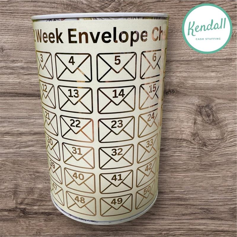 52 week envelope saving tin, Cash savings template, Money tracker, 3