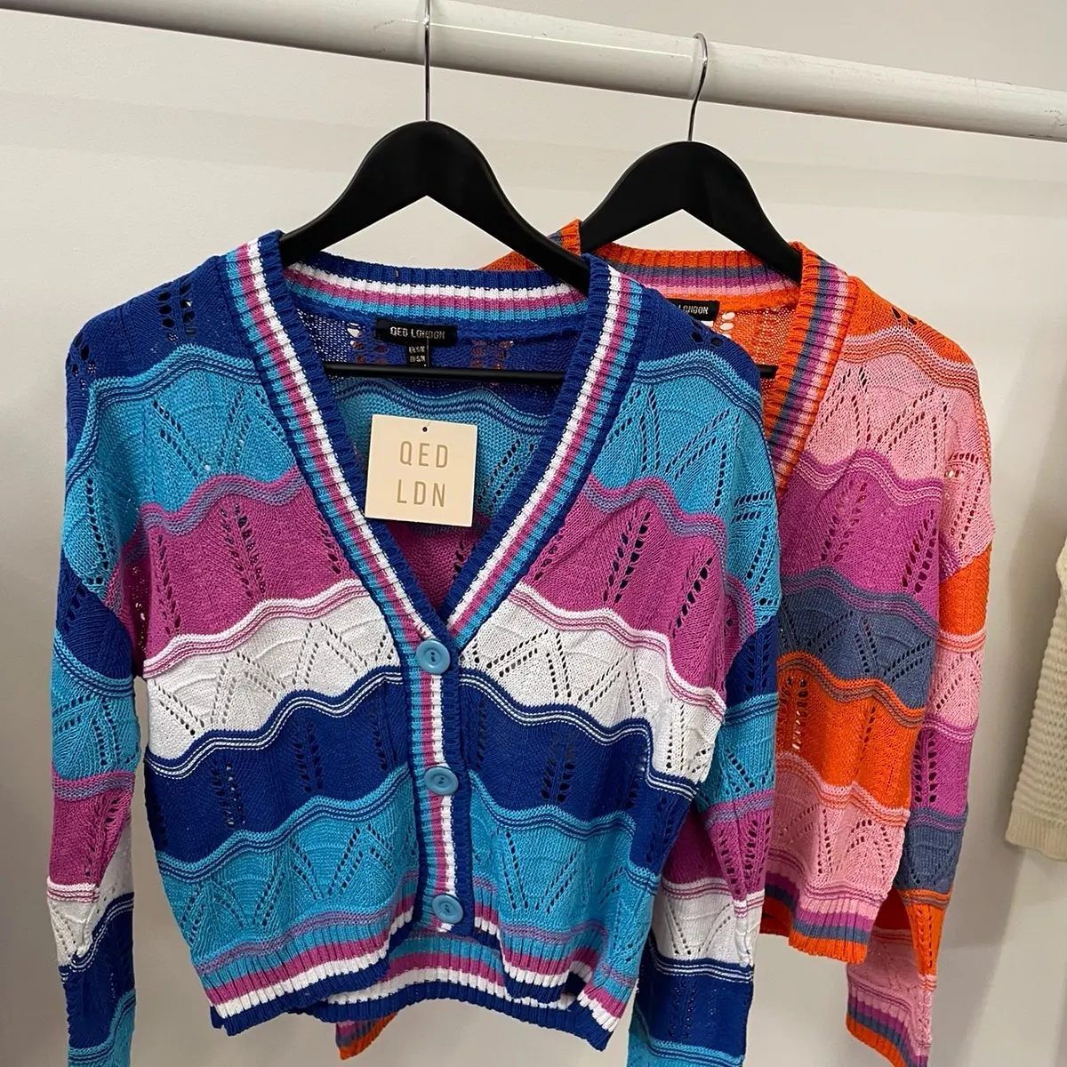 Women’s Rainbow Button Crop knitted Cardigan Boho size S/M M/L