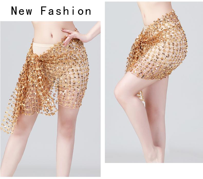 Product Introduction of Hollow belly dance hip scarf Wemen scarf dance sequins Arabic Latin hip scarf sexy belly dance belt wrap skirt 12 colors 8