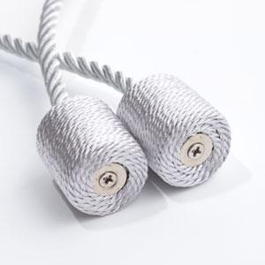 Product Introduction of Pretty Jolly 2 Pack Magnetic Curtain Tiebacks 16 Inch Handmade Weave Side Rope Curtain Holdbacks Convenient Decorative Cylinder Curtain Drape Tie Backs for Home & Office Window Drapery (Grey) 5
