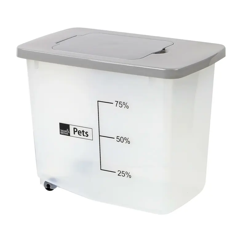 Taylor & Brown 30L/13KG Airtight Pet Food Storage Container Flip Top With Wheels Transparent Plastic Birds Pet Dog Cat Animal Dry Food Seed Dispenser Bin Boxes Organiser Rabbit 2