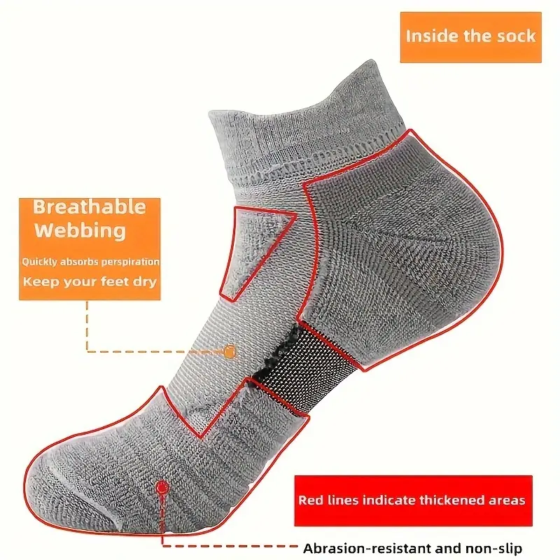 6 Pairs of Unisex Athletic Socks - Ultra-Comfortable, Thick Cushioned, Non-Slip, Sweat-Wicking, Breathable, Shock-Absorbing & Moisture-Management for High-Intensity Running, Hiking & Fitness Activities 3