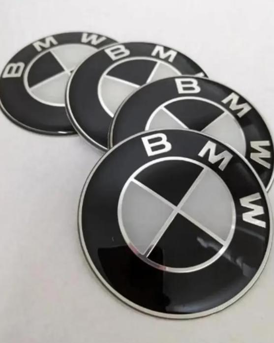 BMW Black & White Center Hub Alloy Wheel Caps 68mm Set Of 4 PCS 2