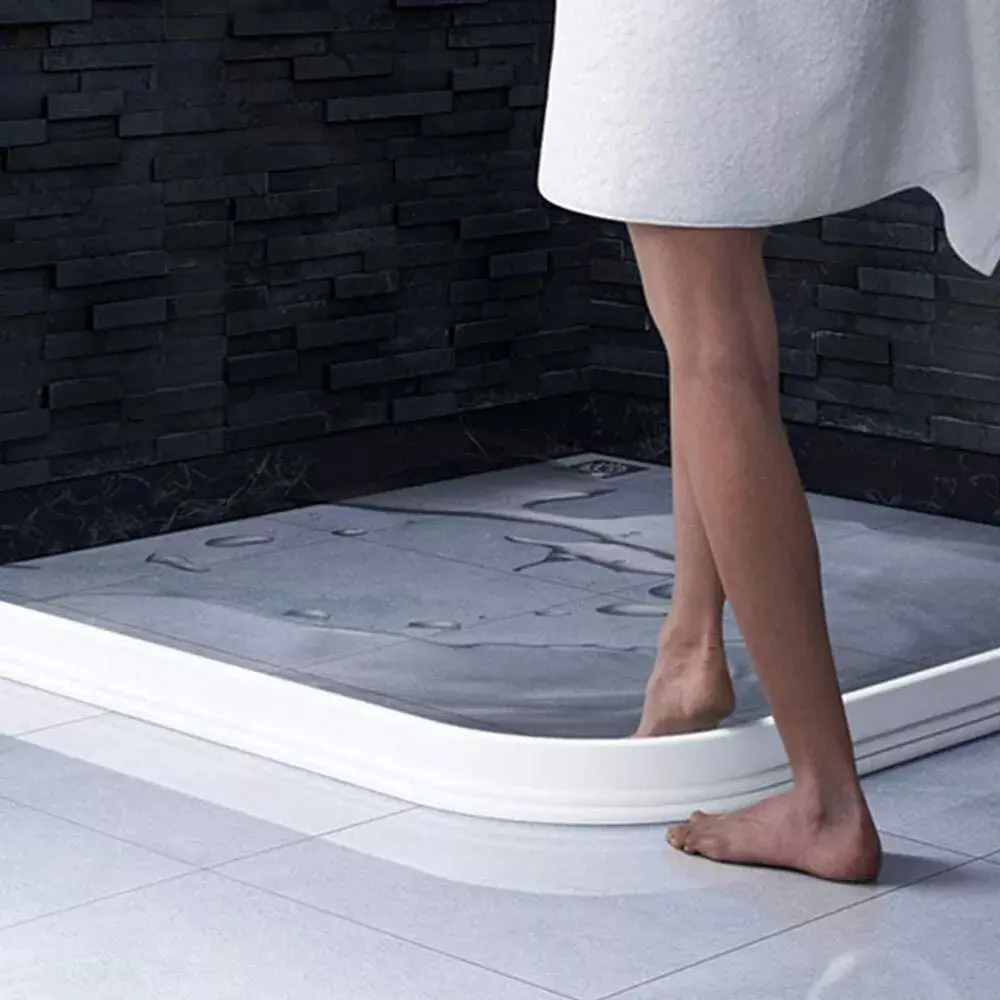 2M Shower Threshold Water Barrier for Wet Room Floor and Kitchen Sink Bathtub Countertop Retaining Strip Silicone Installation Vanity Waterproof