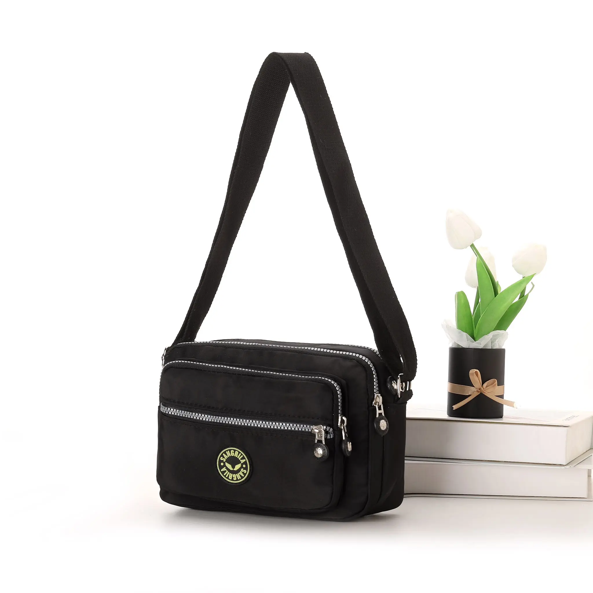 Plain Black Cross Body Camera Style Bag