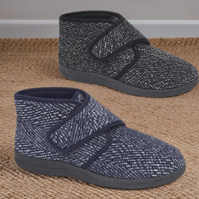Mens Slippers Boots Warm Fleece Lining Winter Ankle Touch Strap Bedroom House Lounge Indoor Outdoor Bootie Shoe Size Boy Footwear Comfort 0