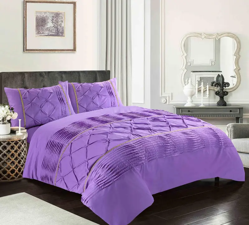 Say9 Eleanor Diamond Pintuck Duvet Quilt Cover Set - All-Season Comfort & Timeless Style. Single to Super King Sizes with Pillowcases. bedding  set pillow  cases 4