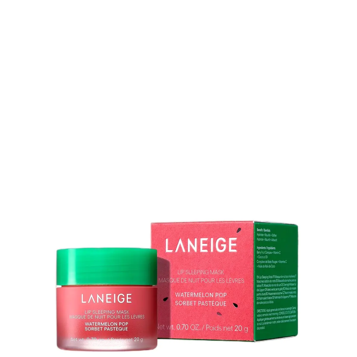 LANEIGE Lip Sleeping Mask - Watermelon Pop 20g, Skincare for Comfort