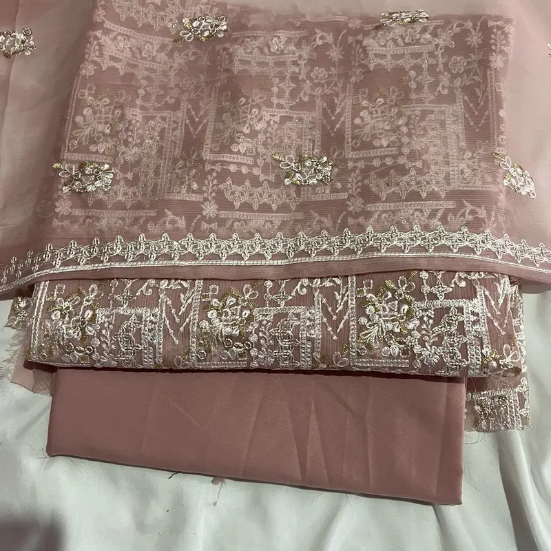 Chiffon 4pc Suite with Beautiful Thread Work for Women's Casual Wear - Womenswear 0