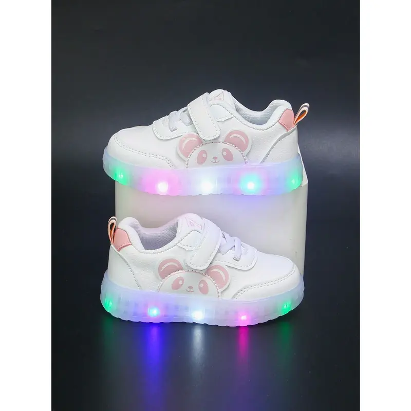 6 Pairs Of Fashionable All-Season Baby & Toddler Girls Shoes, PU Leather Material, White Sneakers, Casual Flats, Cartoon Animal Pattern, Shoe Size 13.5-18.1cm 0