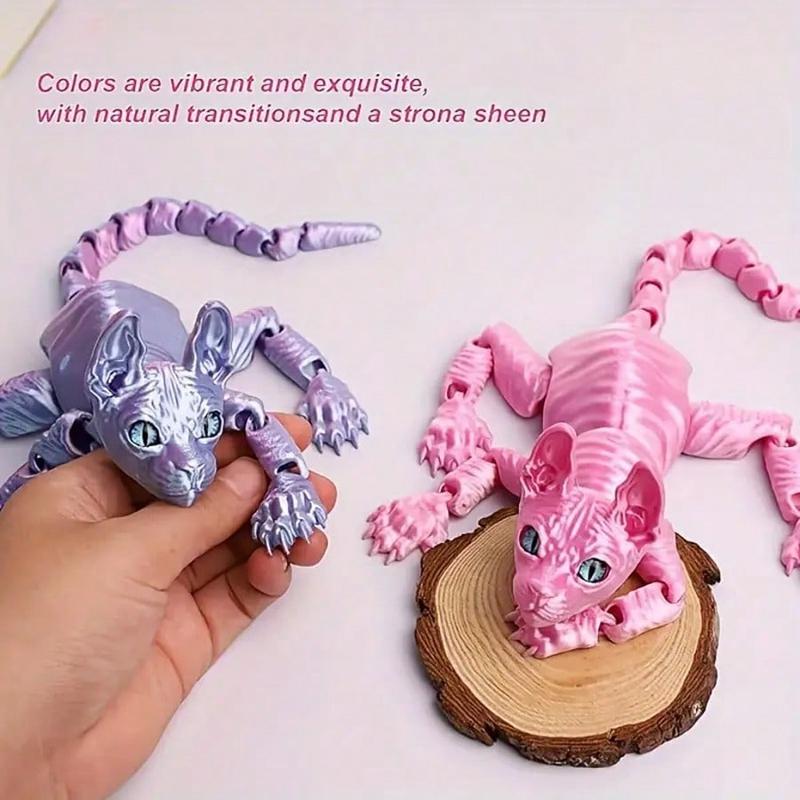 Product Introduction of 2025 1pc Captivating 3D Printed Hairless Cat Statue With Joints - Perfect For Home, Office & Car Decor | Ideal Gift For Christmas & More | Plastic, No Batteries Needed (Eye Color May Vary By Batch),3d Printed Hairless Cat,3d Figure,Office Decor 4