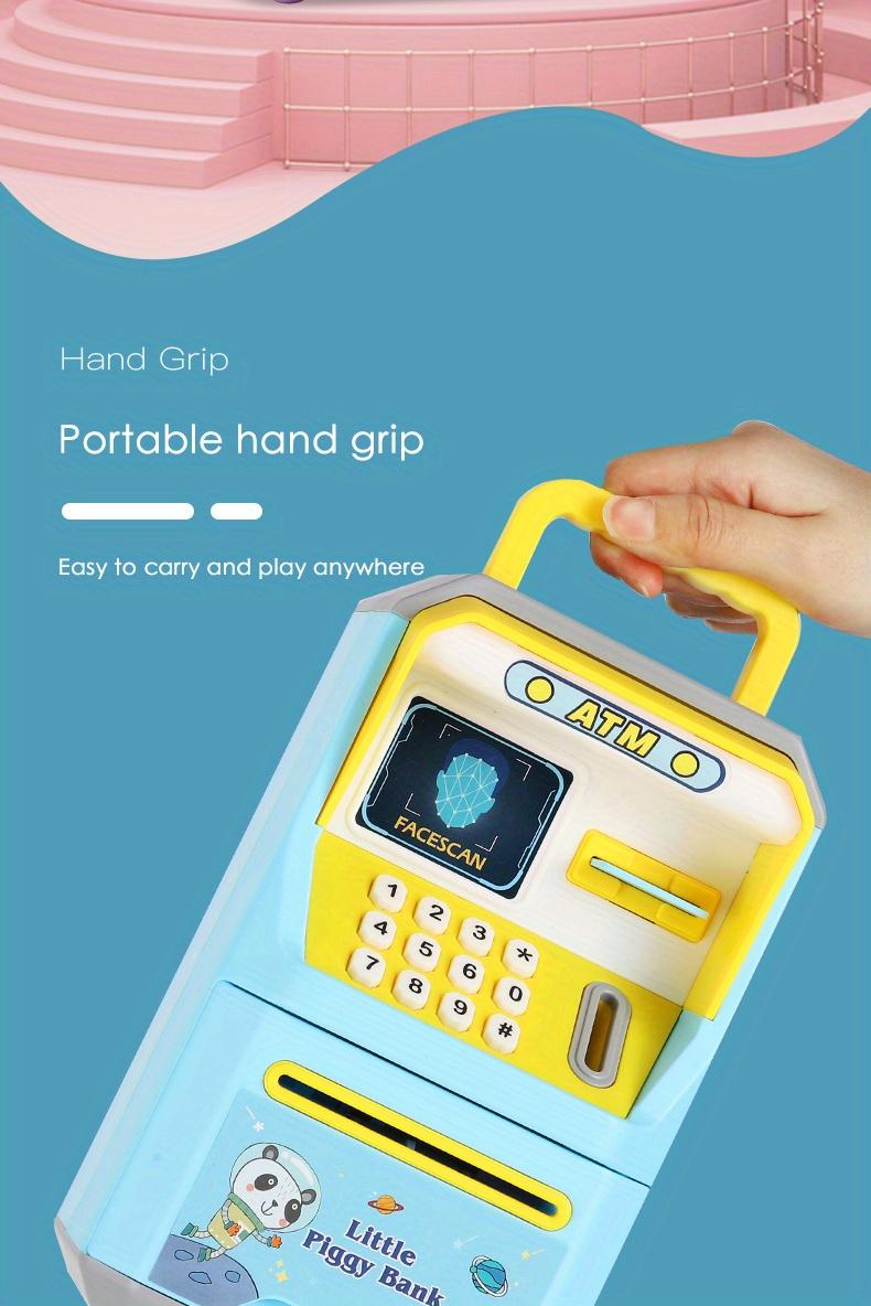 Product Introduction of New Simulated Human Face Recognition ATM Machine Piggy Bank, Children's Multi-functional Music Automatic Money Roll Password Box Intelligent Voice Tips Savings Bank Toys 11