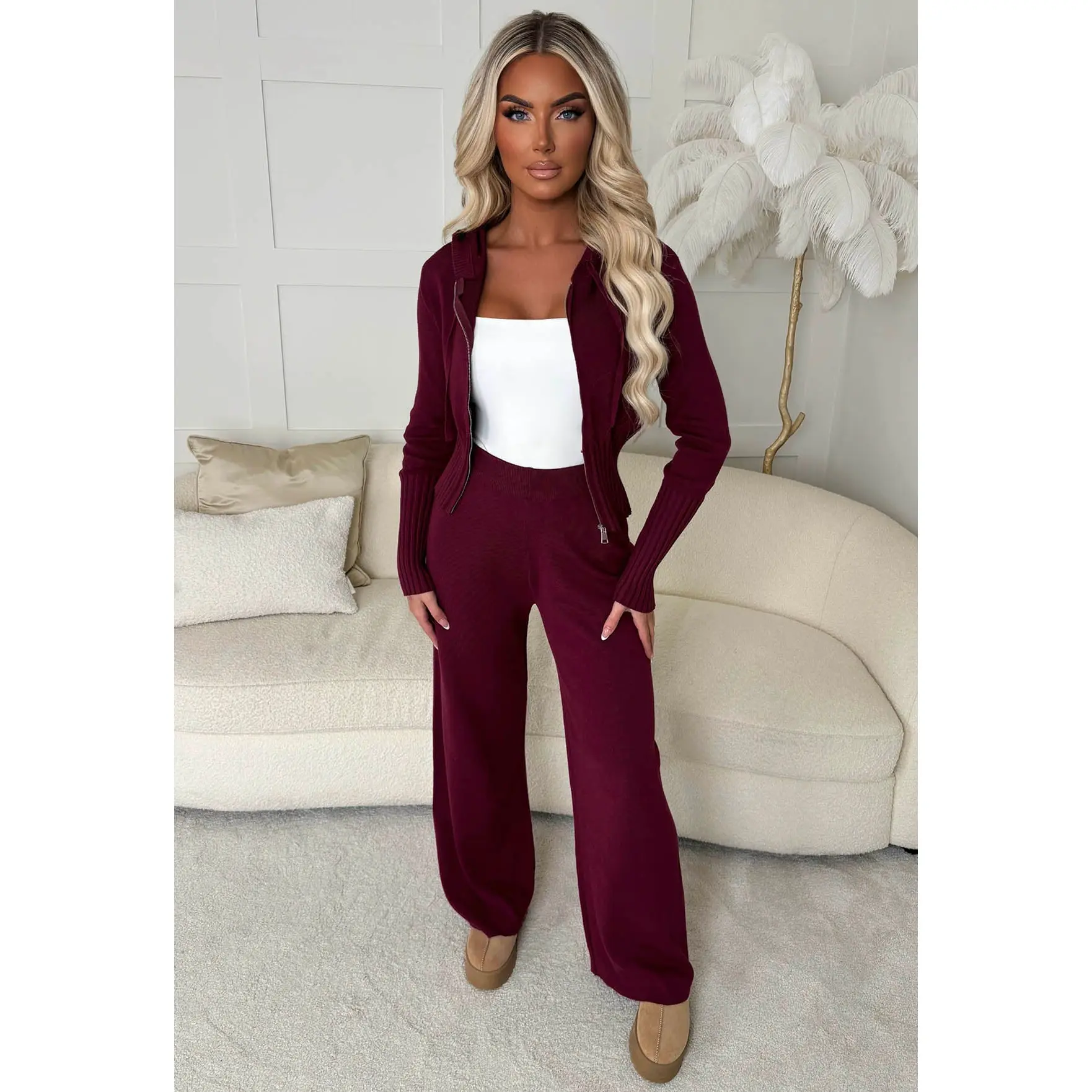 Anabella Burgundy Knitted Trousers