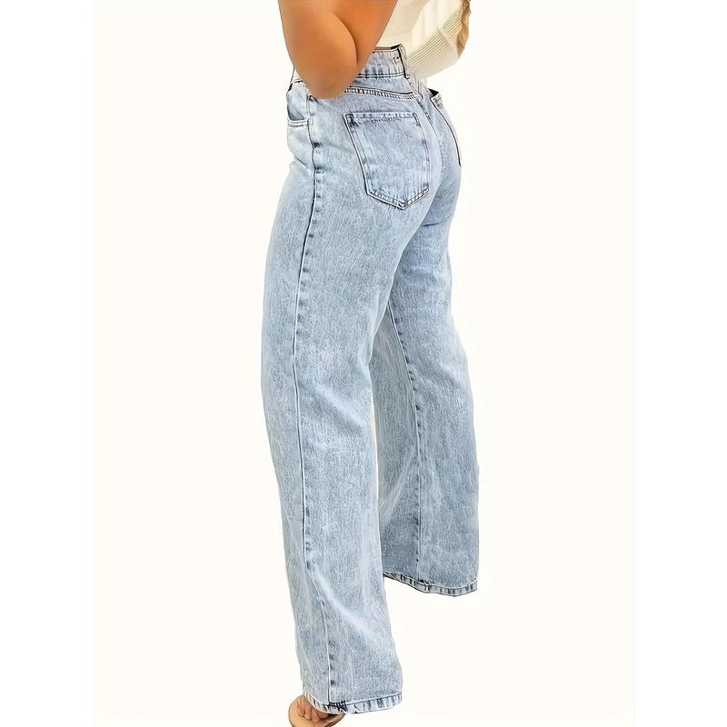 Ultra-Comfortable High-Waisted Stretchy Jeans for Women - Four-Season Cotton Polyester Blend Straight Leg Pants with Snowflake Pattern, Machine Washable, Breathable, and Soft Fabric for Everyday Wear 4