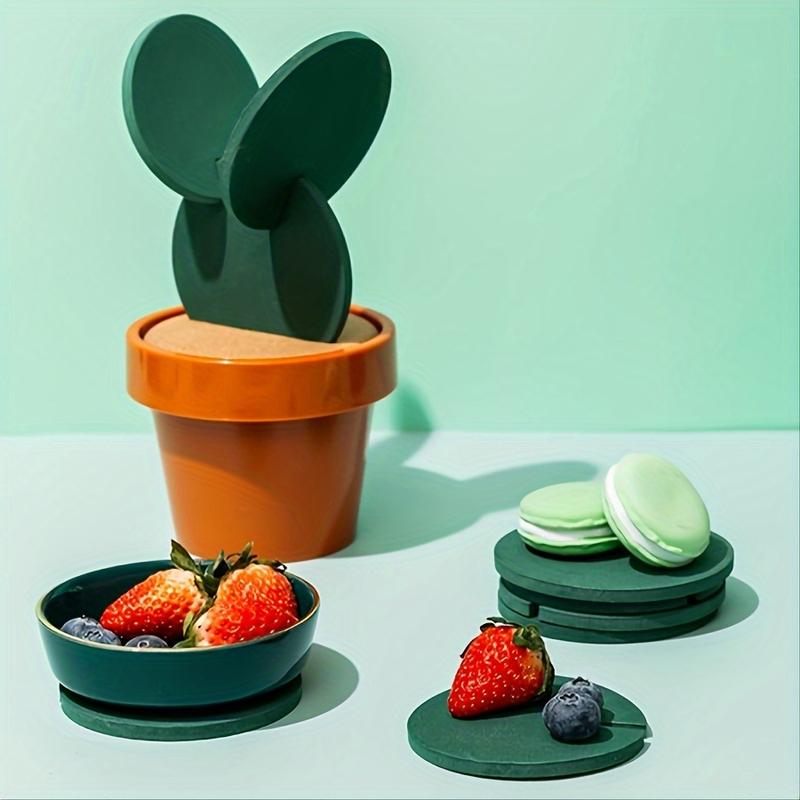 6pcs/set Coasters, DIY Cactus Coaster With Flowerpot Holder For Drinks, Novelty Gift For Home, Office And Bar Decor And Improvement, Living Room Decor, Dinning Room Decor, Home Supplies 3